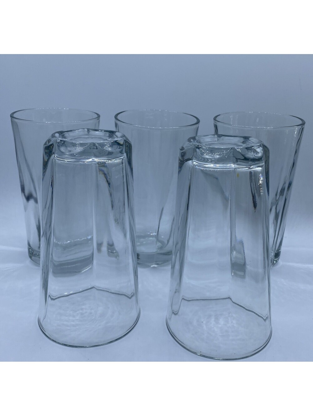 Anchor Hocking Set Of 5 Clear Glasses Rounded Edges Classic Heavy